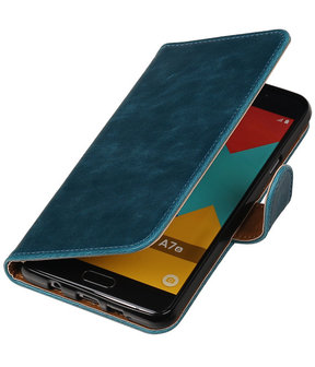 Blauw Pull-Up PU booktype wallet cover hoesje voor Samsung Galaxy A7 2016