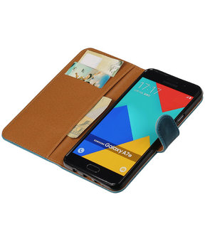 Blauw Pull-Up PU booktype wallet cover hoesje voor Samsung Galaxy A7 2016