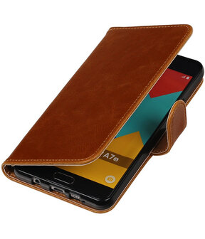 Bruin Pull-Up PU booktype wallet cover hoesje voor Samsung Galaxy A7 2016