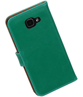 Groen Pull-Up PU booktype wallet cover hoesje voor Samsung Galaxy A7 2016
