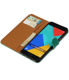 Groen Pull-Up PU booktype wallet cover hoesje voor Samsung Galaxy A7 2016