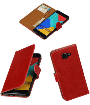 Rood Pull-Up PU booktype wallet cover hoesje voor Samsung Galaxy A7 2016