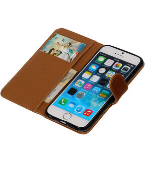 Bruin Pull-Up PU booktype wallet cover hoesje voor Apple iPhone 6 / 6s Plus