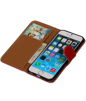 Rood Pull-Up PU booktype wallet cover hoesje voor Apple iPhone 6 / 6s Plus