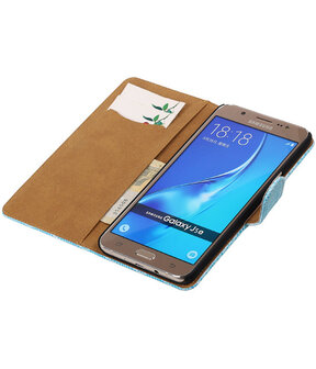 Turquoise Mini Slang booktype cover hoesje voor Samsung Galaxy J5 2016