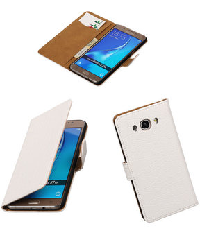 Wit Krokodil booktype cover hoesje voor Samsung Galaxy J7 2016