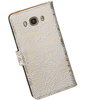 Wit Lace booktype cover hoesje voor Samsung Galaxy J7 2016