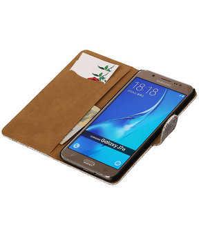 Wit Lace booktype cover hoesje voor Samsung Galaxy J7 2016