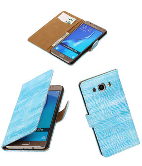 Turquoise Mini Slang booktype cover hoesje voor Samsung Galaxy J7 2016