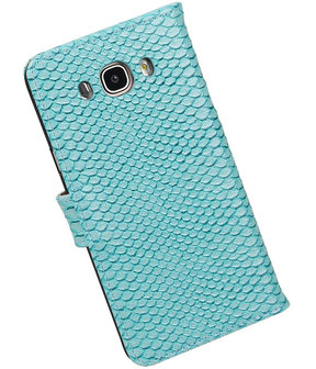 Turquoise Slang booktype cover hoesje voor Samsung Galaxy J7 2016