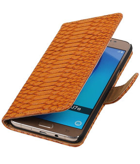 Bruin Slang booktype cover hoesje voor Samsung Galaxy J7 2016