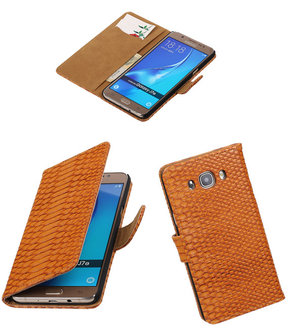 Bruin Slang booktype cover hoesje voor Samsung Galaxy J7 2016