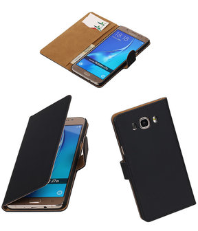 Zwart Effen booktype cover hoesje voor Samsung Galaxy J7 2016