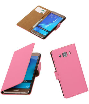 Roze Effen booktype cover hoesje voor Samsung Galaxy J7 2016