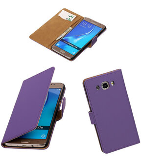 Paars Effen booktype cover hoesje voor Samsung Galaxy J7 2016