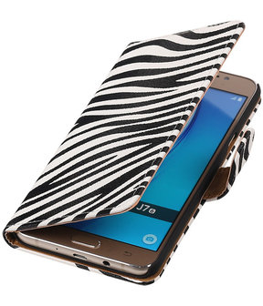 Zebra booktype cover hoesje voor Samsung Galaxy J7 2016