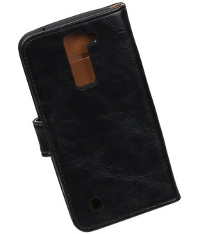 Zwart Pull-Up PU booktype wallet cover hoesje voor LG K7