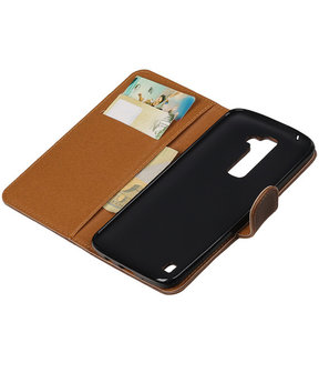 Mocca Pull-Up PU booktype wallet cover hoesje voor LG K7