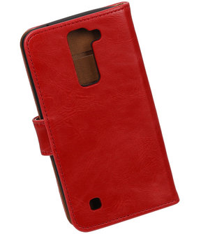 Rood Pull-Up PU booktype wallet cover hoesje voor LG K7