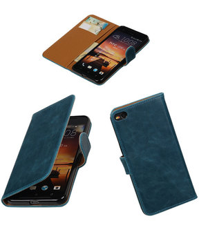 Blauw Pull-Up PU booktype wallet cover hoesje voor HTC One X9