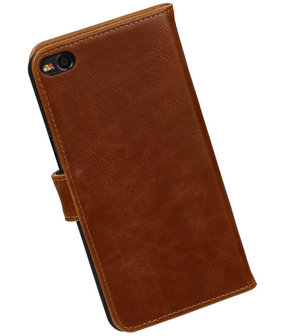 Bruin Pull-Up PU booktype wallet cover hoesje voor HTC One X9