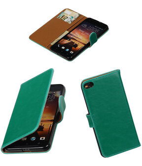 Groen Pull-Up PU booktype wallet cover hoesje voor HTC One X9