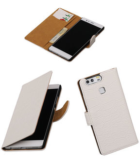 Wit Krokodil booktype cover hoesje voor Huawei P9