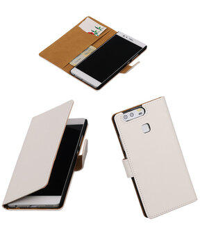 Wit Effen booktype cover hoesje voor Huawei P9