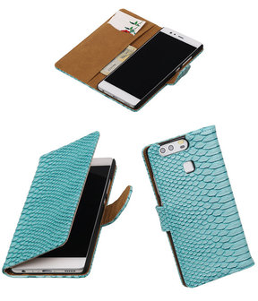 Turquoise Slang booktype cover hoesje voor Huawei P9