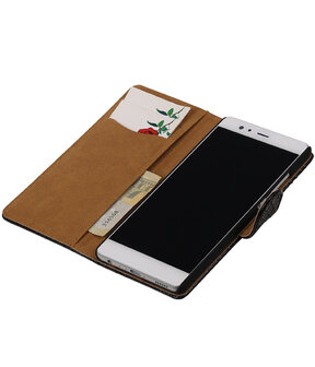 Zwart Slang booktype cover hoesje voor Huawei P9