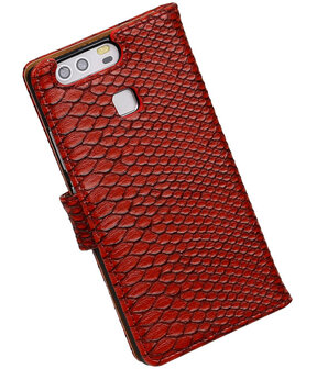 Rood Slang booktype cover hoesje voor Huawei P9