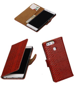 Rood Slang booktype cover hoesje voor Huawei P9