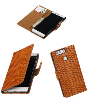 Bruin Slang booktype cover hoesje voor Huawei P9