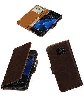 Mocca Pull-Up PU booktype wallet cover hoesje voor Samsung Galaxy S7 Edge