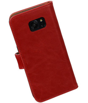 Rood Pull-Up PU booktype wallet cover hoesje voor Samsung Galaxy S7 Edge