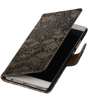 Zwart Lace booktype cover hoesje voor Sony Xperia X Performance