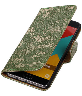 Donker Groen Lace booktype cover hoesje voor Sony Xperia X Performance