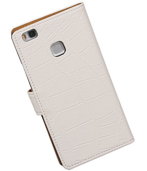 Wit Krokodil booktype cover hoesje voor Huawei P9 Lite
