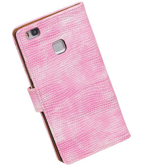 Roze Mini Slang booktype cover hoesje voor Huawei P9 Lite