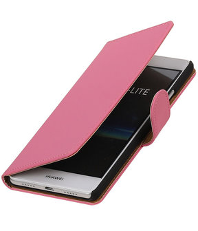 Roze Effen booktype cover hoesje voor Huawei P9 Lite