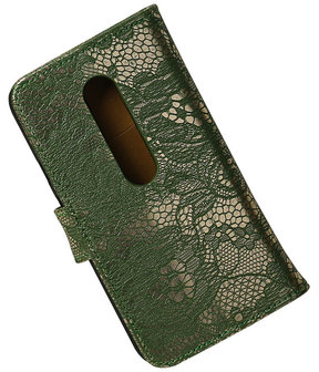 Motorola Moto G (3rd gen) - Lace/Kant Donker Groen Bookstyle Hoesje