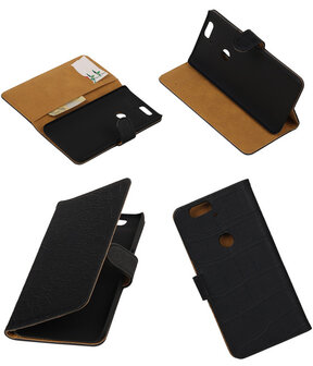 Huawei Nexus 6P - Croco Zwart Booktype Wallet Hoesje