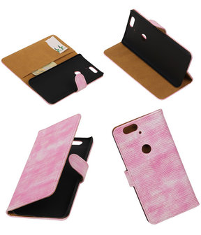 Huawei Nexus 6P - Mini Slang Roze Booktype Wallet Hoesje