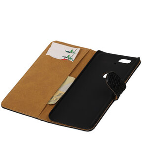 Huawei Nexus 6P - Slang Zwart Bookstyle Wallet Hoesje