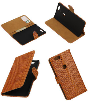 Huawei Nexus 6P - Slang Bruin Bookstyle Wallet Hoesje