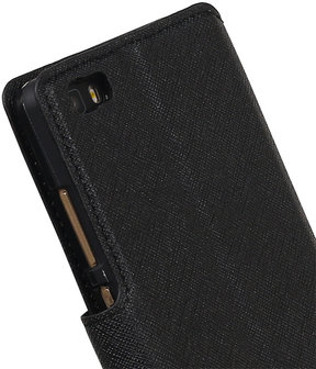 Zwart Huawei P8 Lite TPU wallet case booktype hoesje HM Book