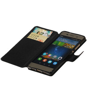 Zwart Huawei P8 Lite TPU wallet case booktype hoesje HM Book