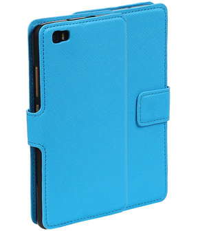 Blauw Huawei P8 Lite TPU wallet case booktype hoesje HM Book