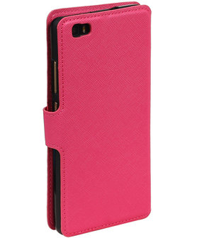 Roze Huawei P8 Lite TPU wallet case booktype hoesje HM Book