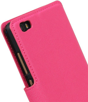 Roze Huawei P8 Lite TPU wallet case booktype hoesje HM Book